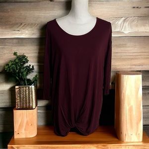 LUXE Wine Gathered Hem Top‎